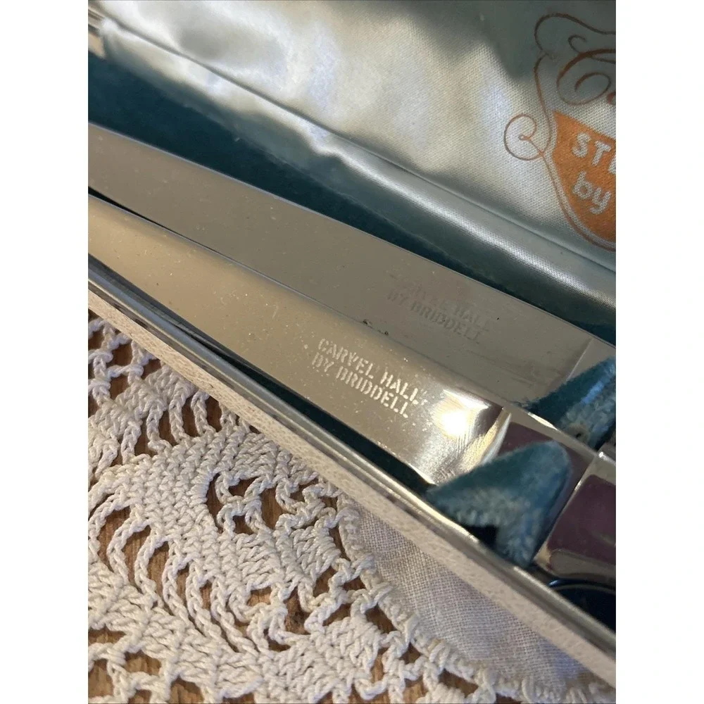 VTG Carvel Hall Steak Knives Set Briddell Silver Overlay Ivory Lustrex Handle